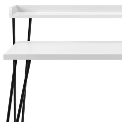 Design Schreibtisch mit Aufsatz in Weiß - Prasido