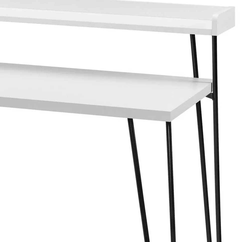 Design Schreibtisch mit Aufsatz in Weiß - Prasido