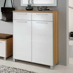 Design Schuhschrank Wynoca in Weiß Glas