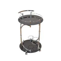 Design Servierwagen Basilico in Schwarz Chrom