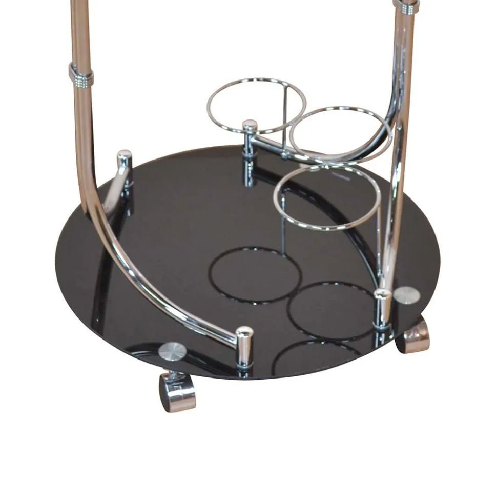 Design Servierwagen Basilico in Schwarz Chrom