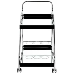 Design Servierwagen mit zwei Spiegelglas Ablagen - Asticia