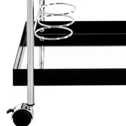 Design Servierwagen mit zwei Spiegelglas Ablagen - Asticia