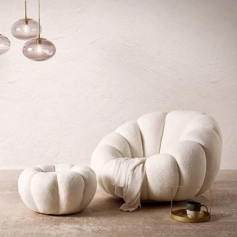 Design Sessel mit Hocker Set - Zyrano (zweiteilig)