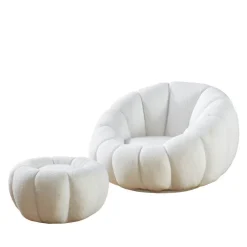 Design Sessel mit Hocker Set - Zyrano (zweiteilig)