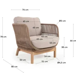 Design Sessel Set aus Geflecht Kordel Beige - Kiranzo (2er Set)
