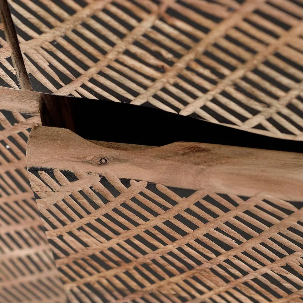 Design Sideboard aus Akazienholz mit Schnitzerei - Merlan