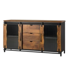 Design Sideboard aus Mangoholz und Metall - Aglia