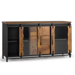 Design Sideboard aus Mangoholz und Metall - Aglia
