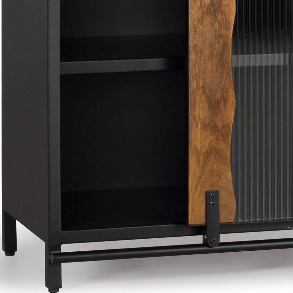 Design Sideboard aus Mangoholz und Metall - Aglia
