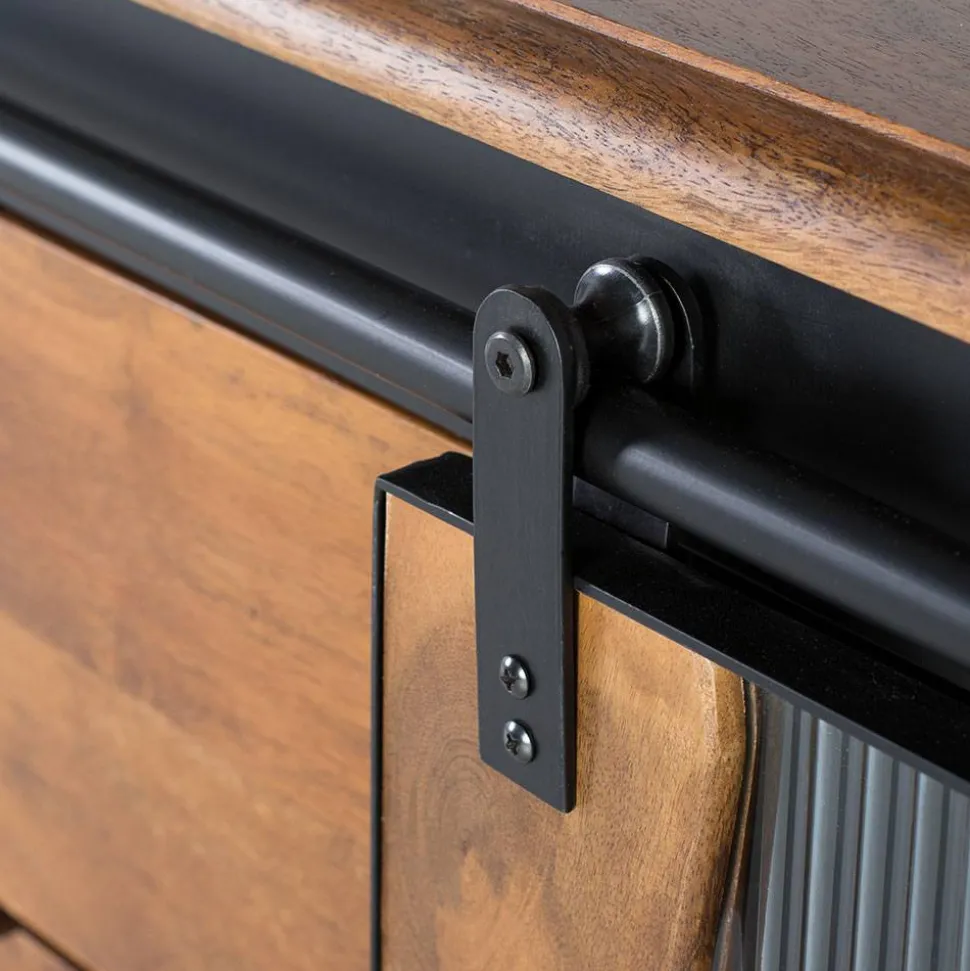 Design Sideboard aus Mangoholz und Metall - Aglia