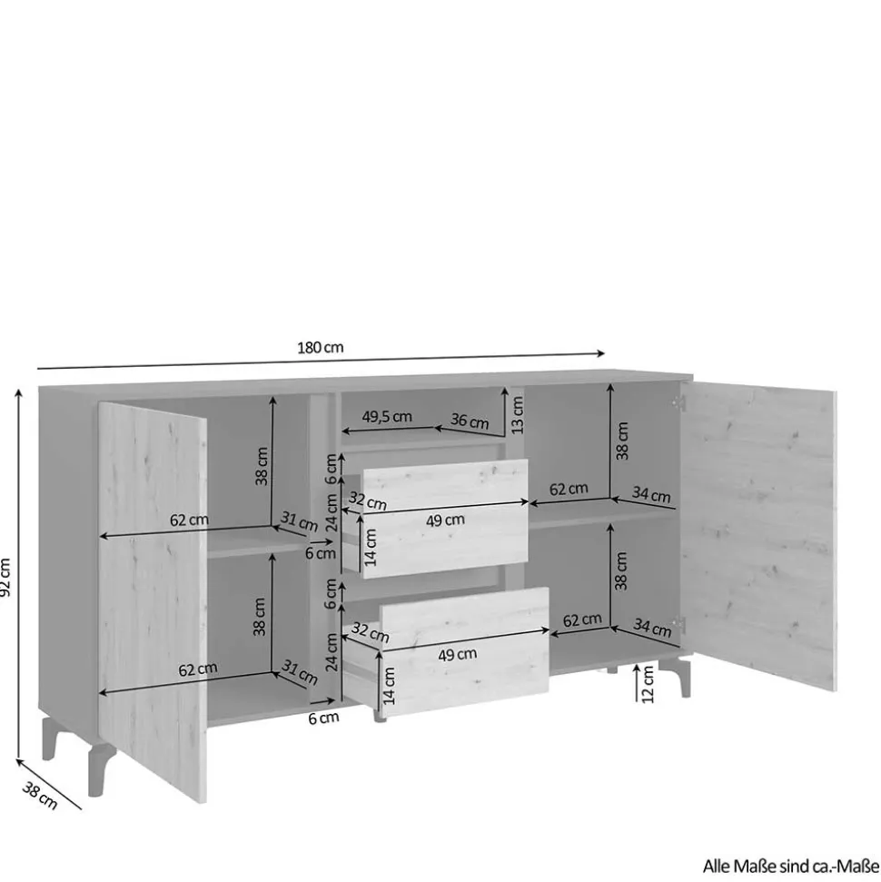 Design Sideboard in Wildeiche NB & Anthrazit - Kiss