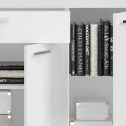 Design Sideboard mit LED in Weiß Hochglanz - Gomata