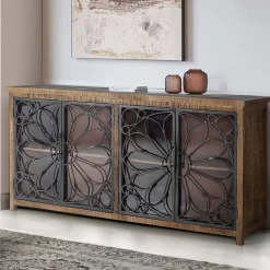 Design Sideboard mit vier Glas Metalltüren - Everton