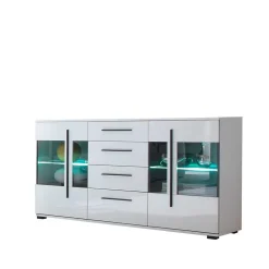 Design Sideboard Nennja in Weiß Hochglanz Glas