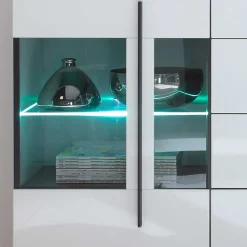 Design Sideboard Nennja in Weiß Hochglanz Glas