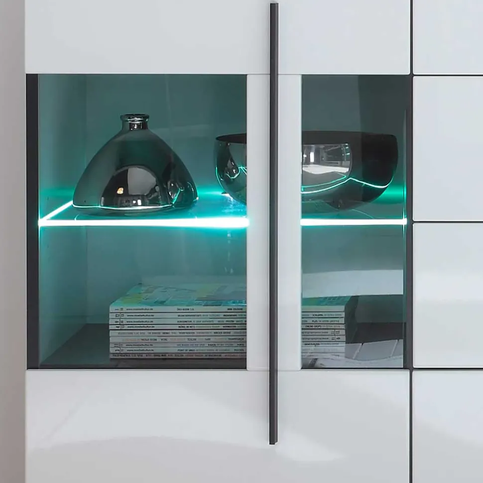 Design Sideboard Nennja in Weiß Hochglanz Glas