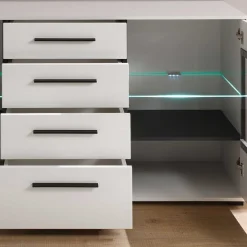 Design Sideboard Nennja in Weiß Hochglanz Glas