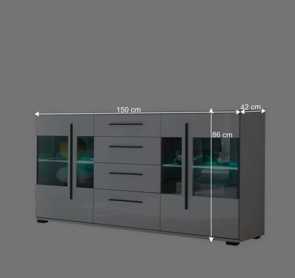 Design Sideboard Nennja in Weiß Hochglanz Glas