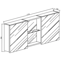Design Spiegelschrank mit 112cm Breite - Dorcano