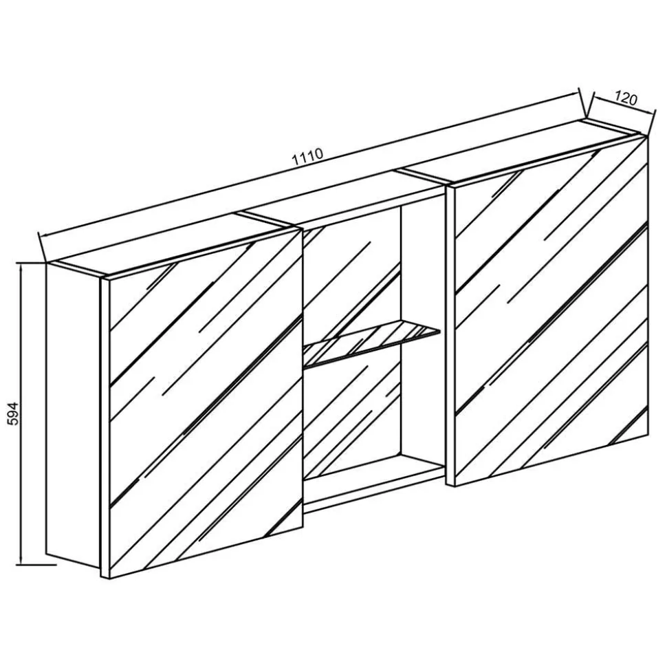 Design Spiegelschrank mit 112cm Breite - Dorcano