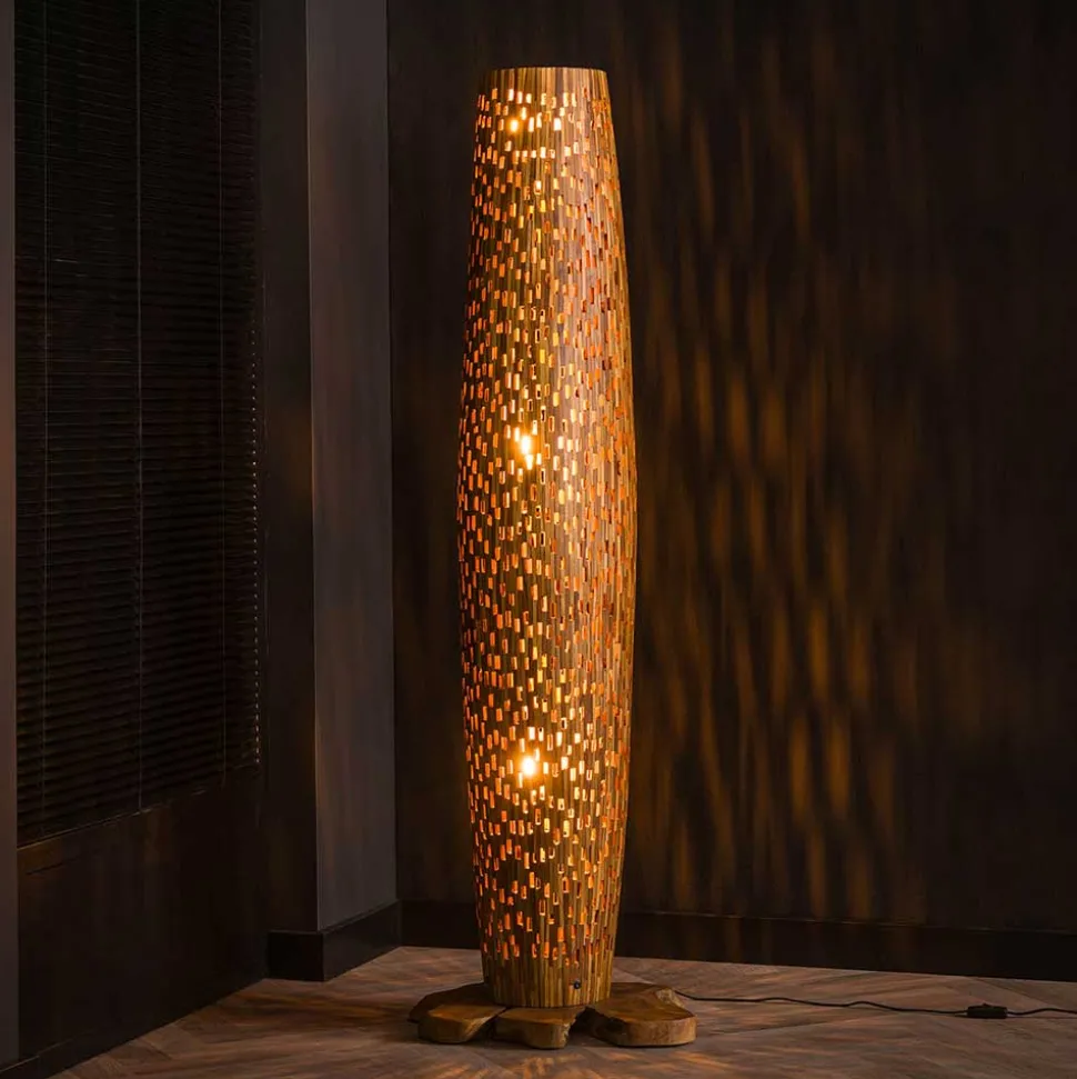 Design Stehleuchte aus Teak Massivholz - Niridena