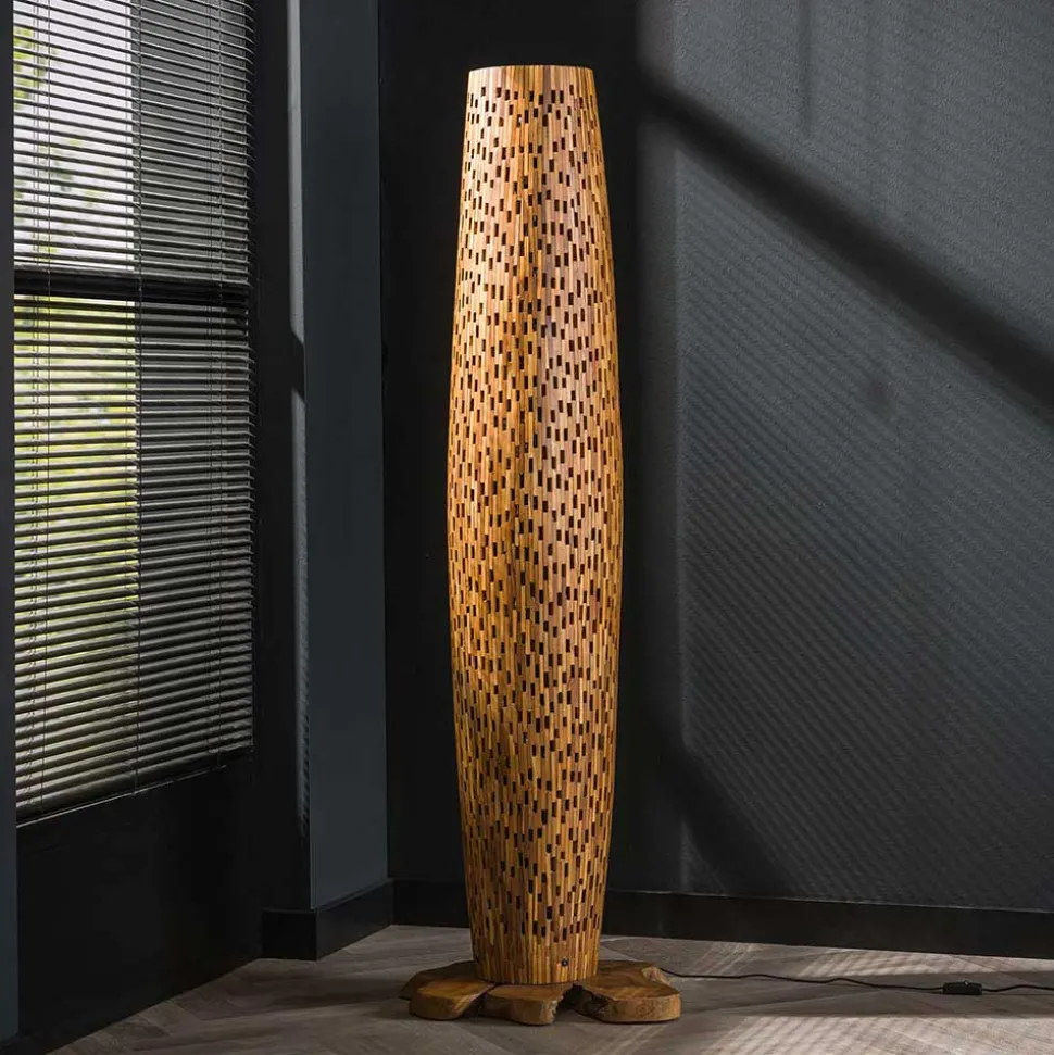 Design Stehleuchte aus Teak Massivholz - Niridena
