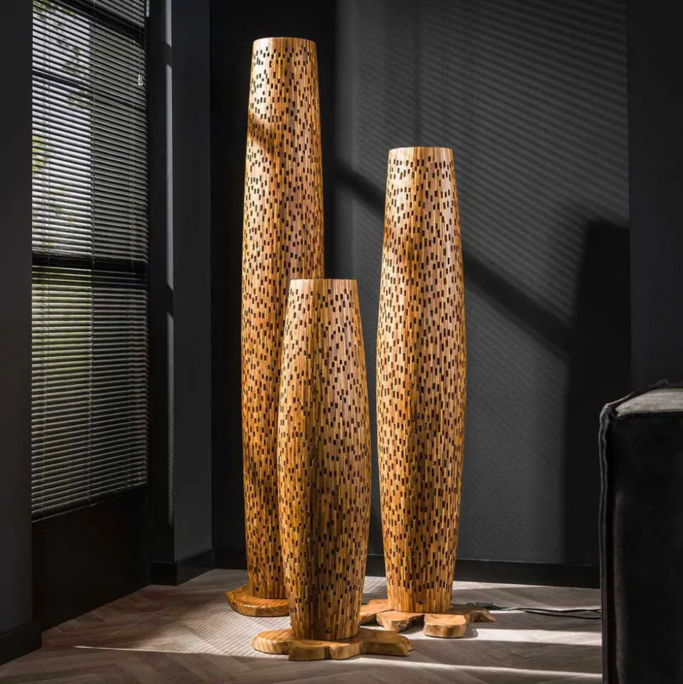 Design Stehleuchte aus Teak Massivholz - Niridena