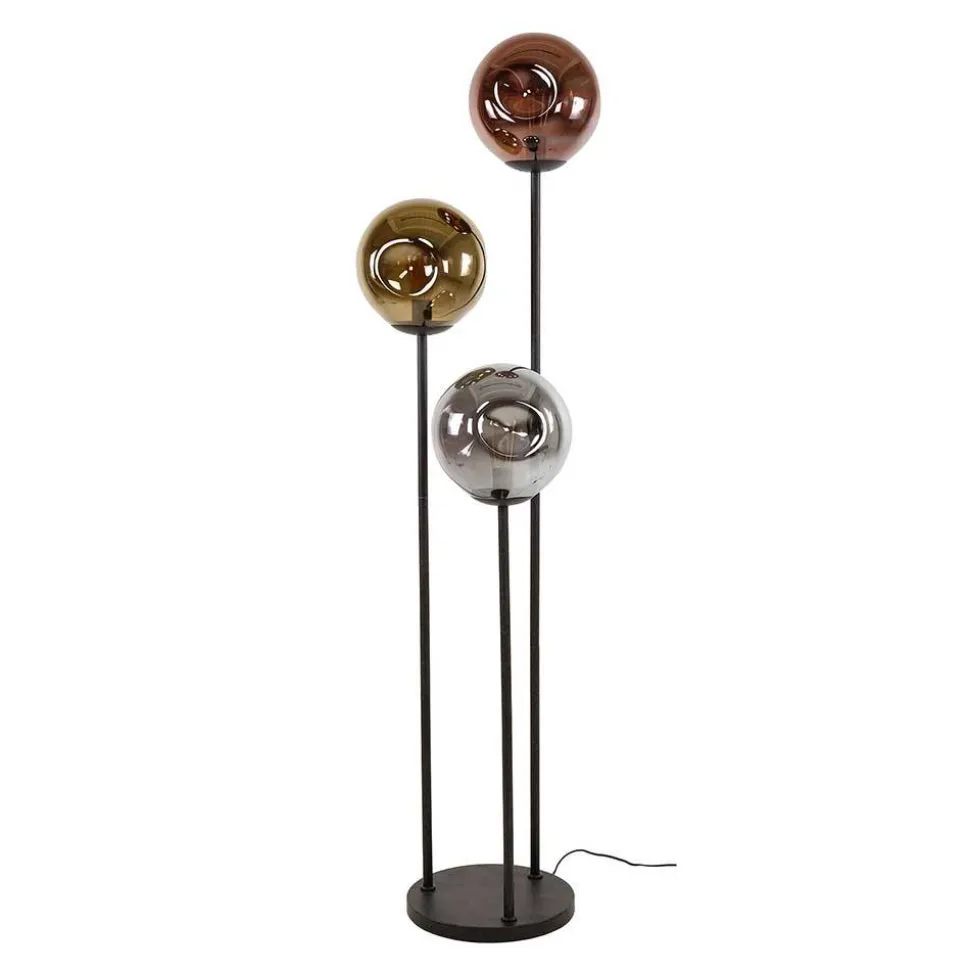 Design Stehleuchte mit drei Glas Kugelschirmen - Oline