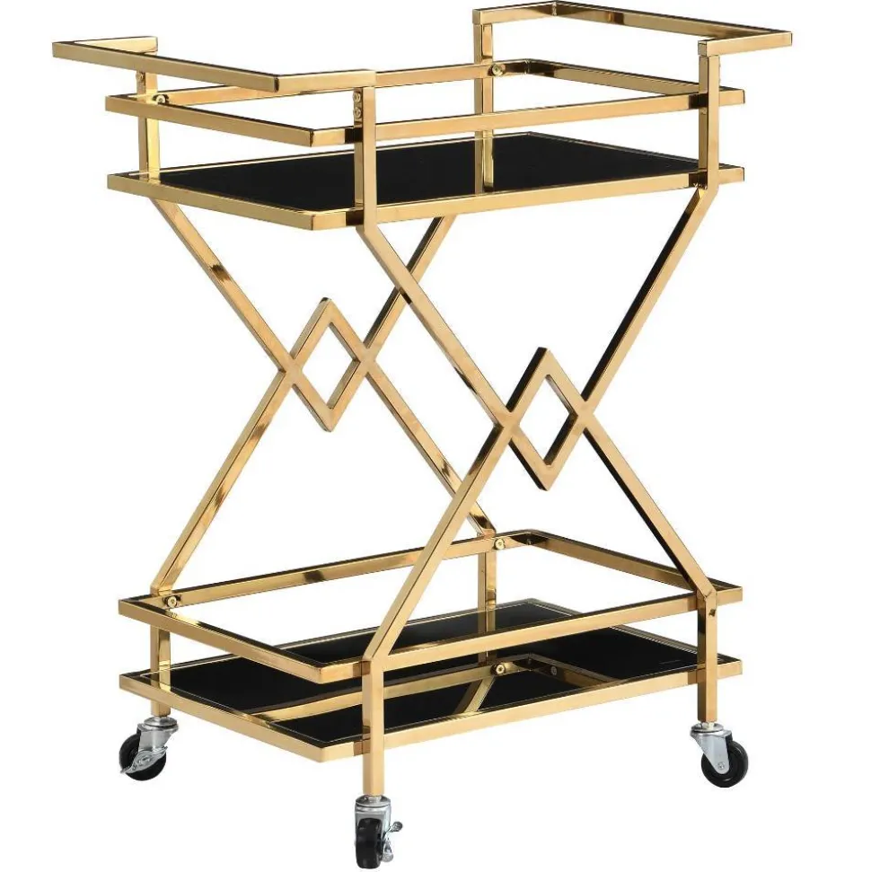 Design Teewagen in Schwarz und Gold - Ranieros