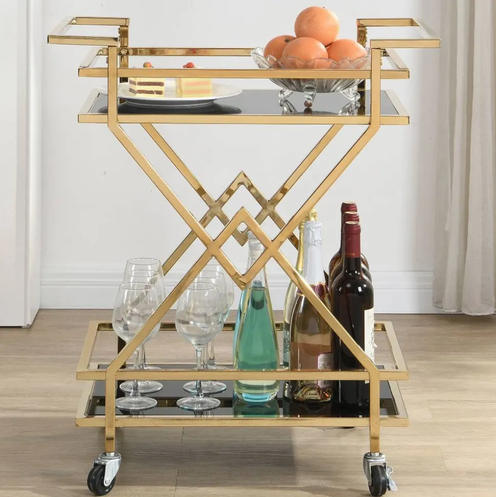 Design Teewagen in Schwarz und Gold - Ranieros