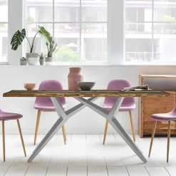 Design Tisch mit bunter Altholzplatte Shabby - Enyi