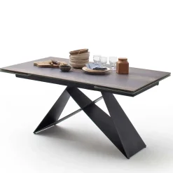 Design Tisch mit Keramikplatte Holz Optik - Cateyna