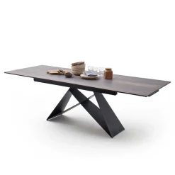 Design Tisch mit Keramikplatte Holz Optik - Cateyna