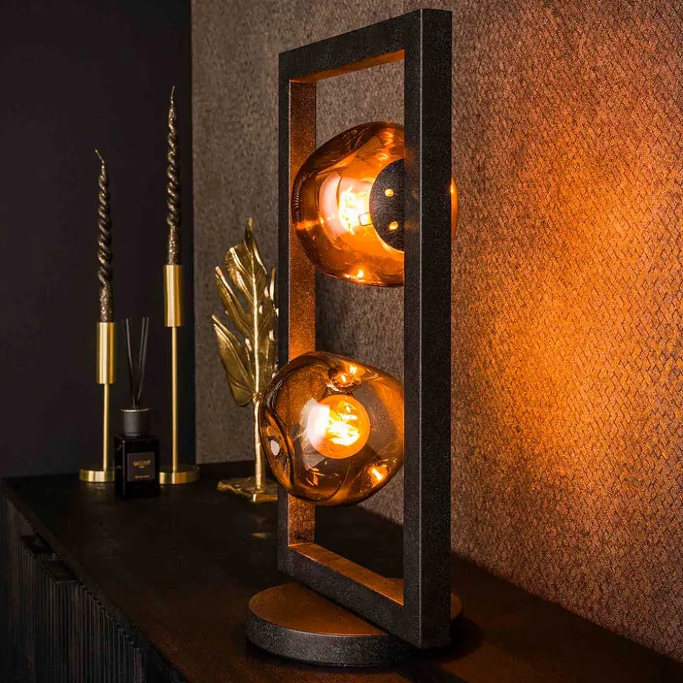 Design Tischleuchte mit zwei Glas Kugelschirmen - Melira