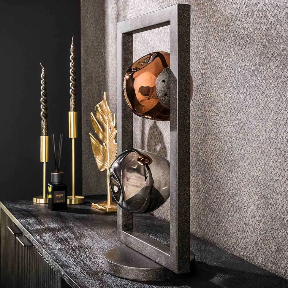 Design Tischleuchte mit zwei Glas Kugelschirmen - Melira