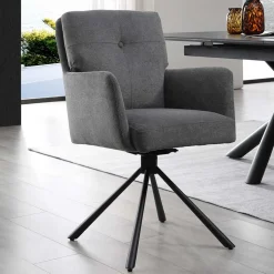 Design Tischsessel in Grau - drehbar - Portland S (2er Set)