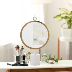 Design Tischspiegel in Weiß mit Gold - Tihano