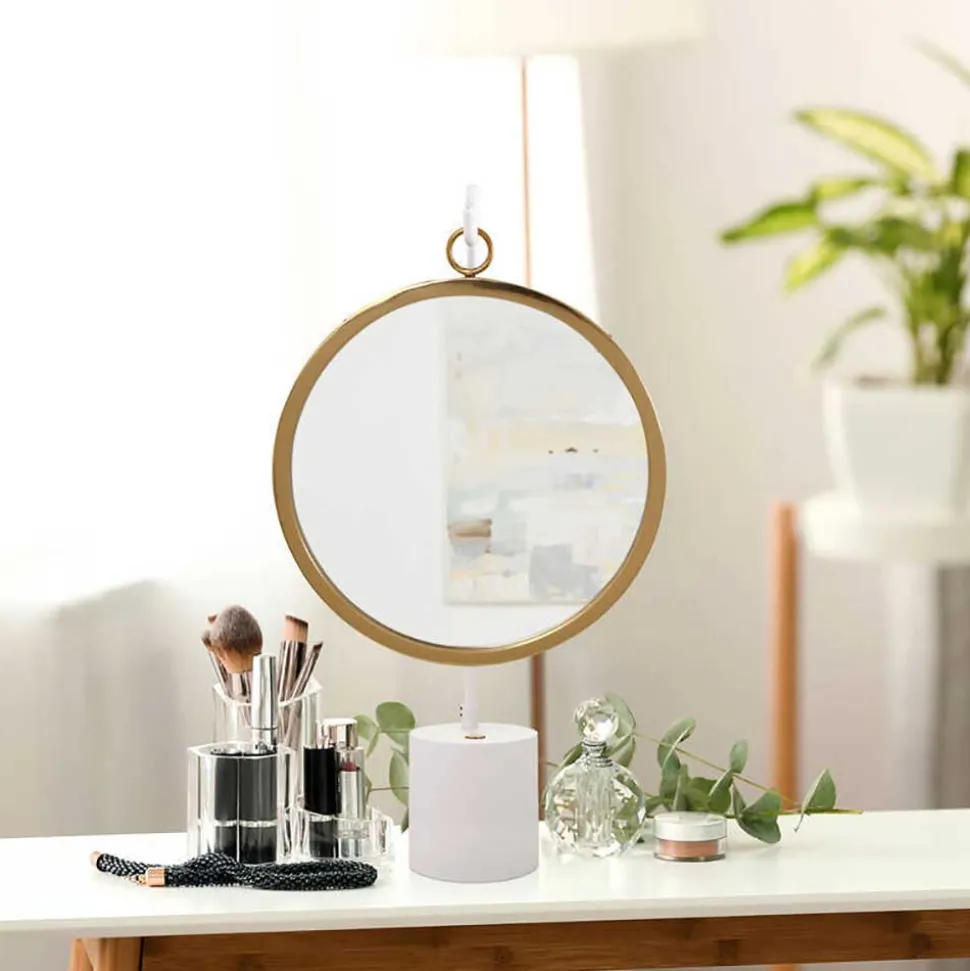 Design Tischspiegel in Weiß mit Gold - Tihano