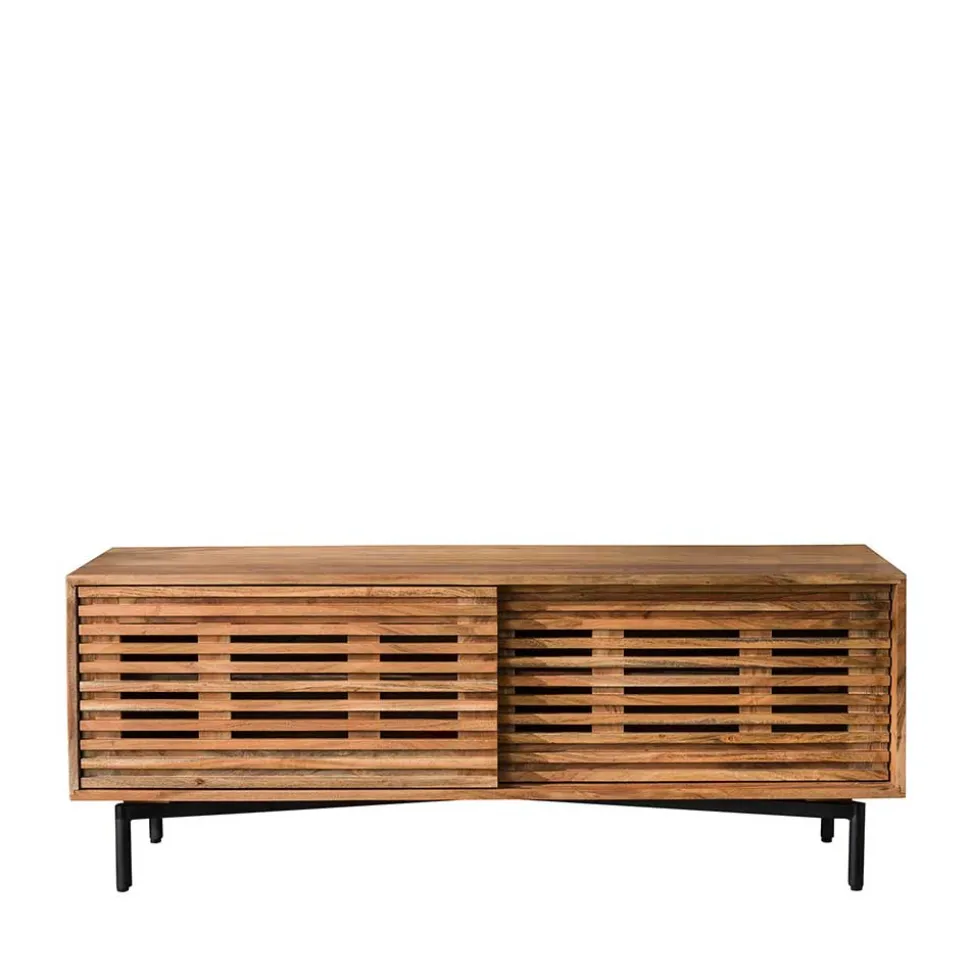 Design TV Board mit Lamellen Schiebetüren - Janana