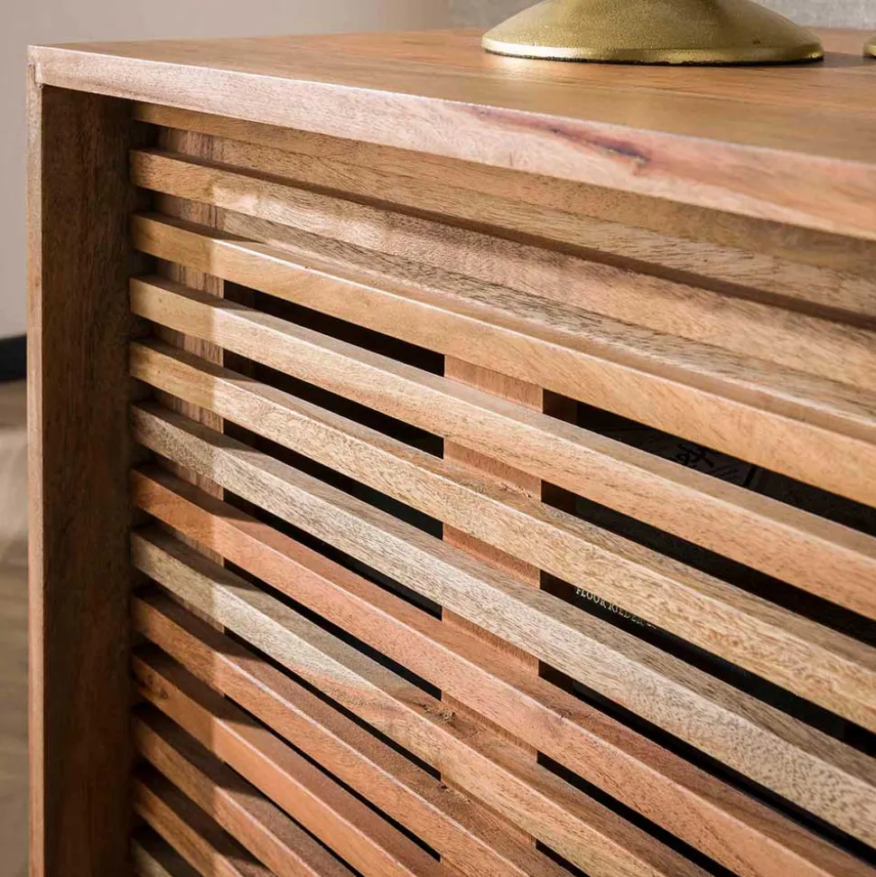 Design TV Board mit Lamellen Schiebetüren - Janana