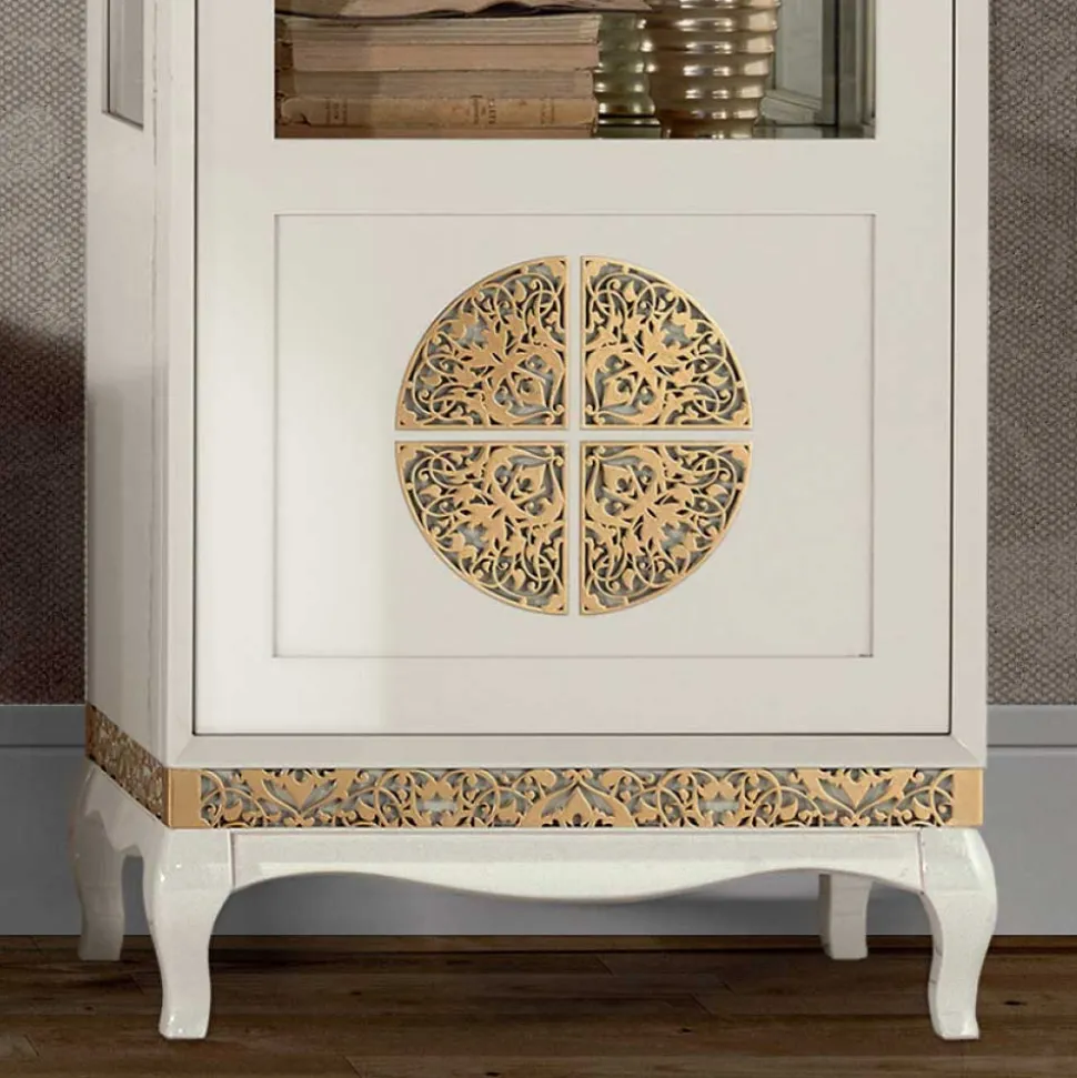 Design TV Wand in Weiß & Gold - Valganios (vierteilig)