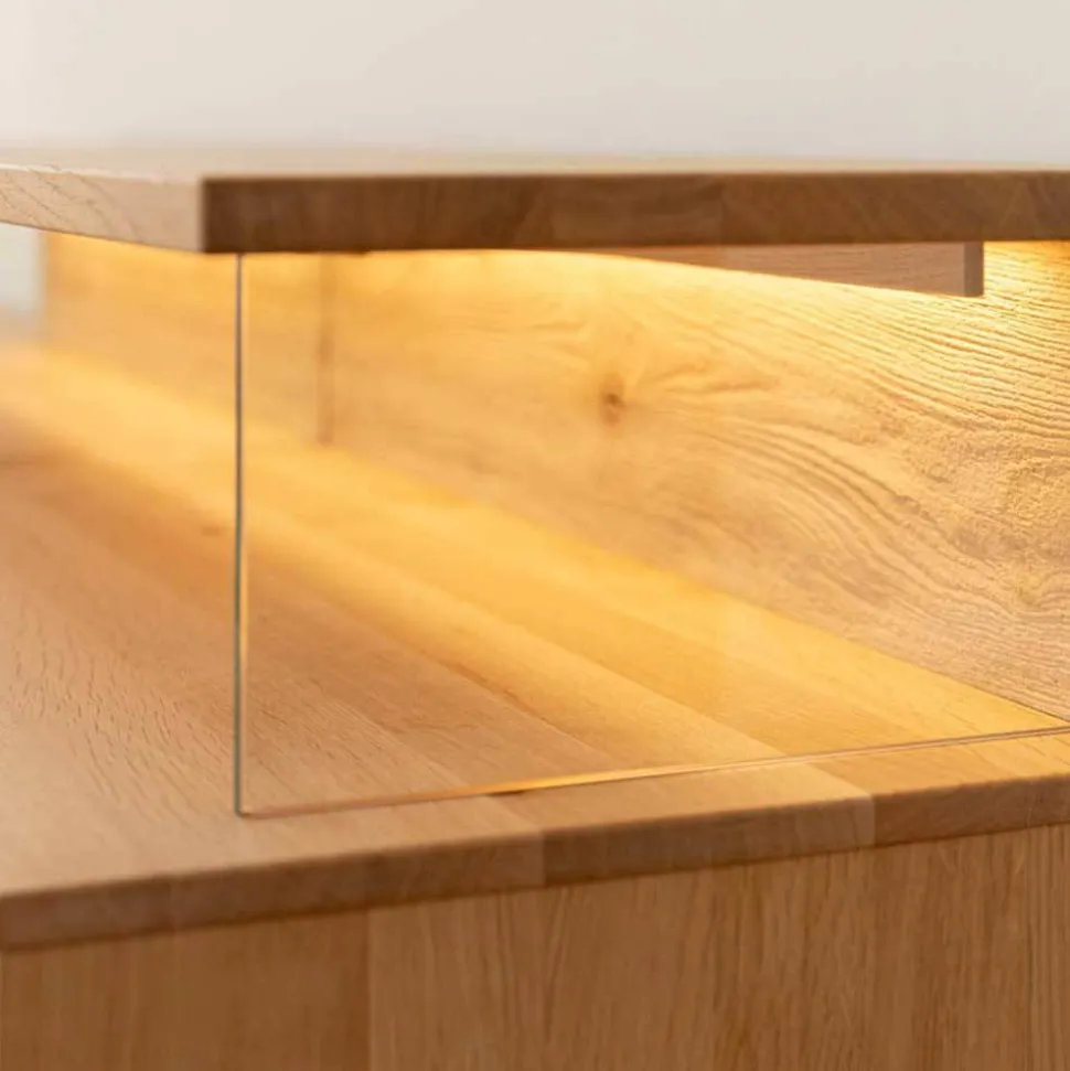 Design TV-Lowboard aus Eiche mit Glas - Masicuri