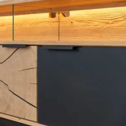 Design TV-Lowboard aus Eiche mit Glas - Masicuri