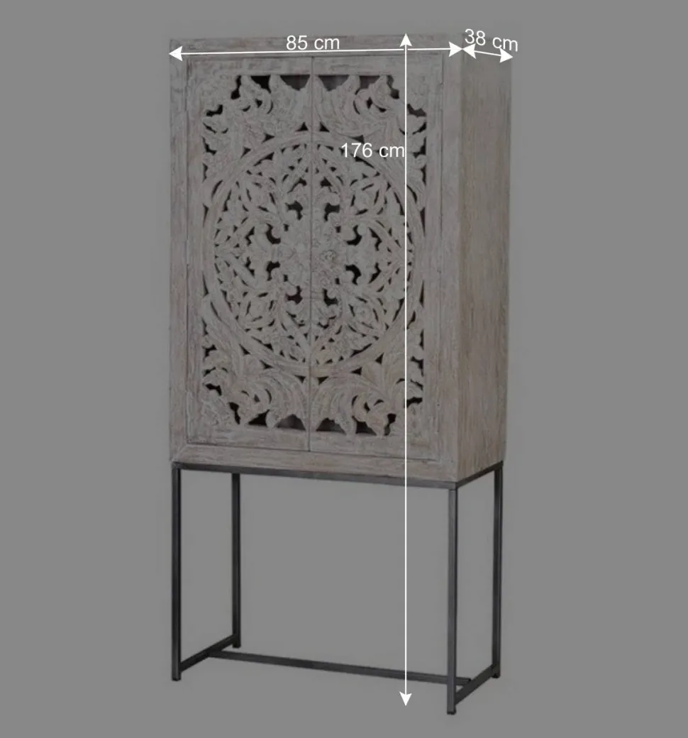 Design Vintageschrank in White Wash Mangoholz - Fudorus