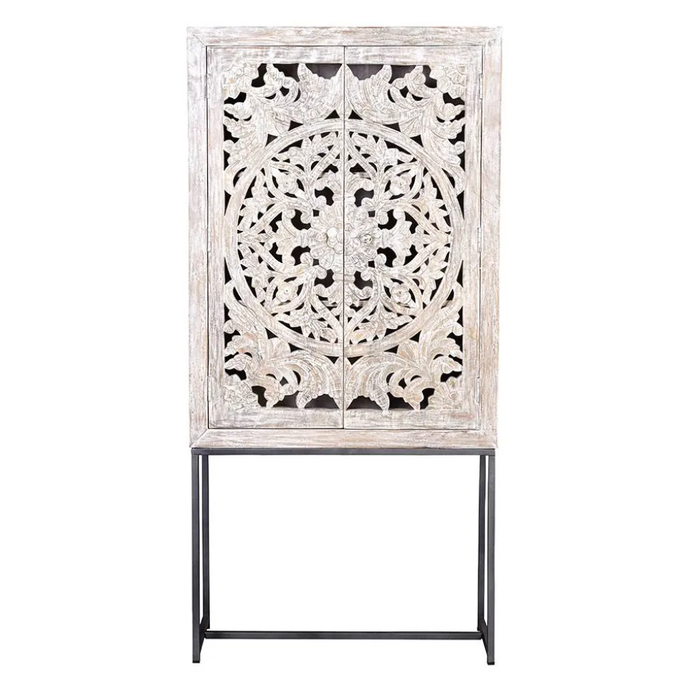 Design Vintageschrank in White Wash Mangoholz - Fudorus