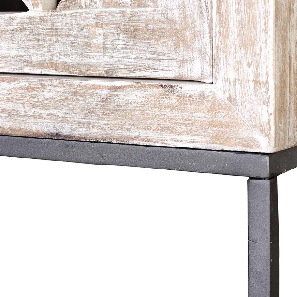 Design Vintageschrank in White Wash Mangoholz - Fudorus