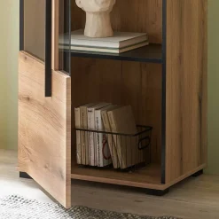 Design Vitrine in Holzoptik Eiche Natur - Brocus