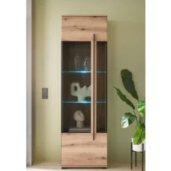 Design Vitrine in Holzoptik Eiche Natur - Brocus