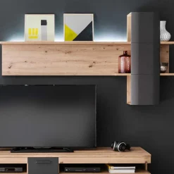 Design Wandboard Regal in Eichefarben & Grau - Vecenda